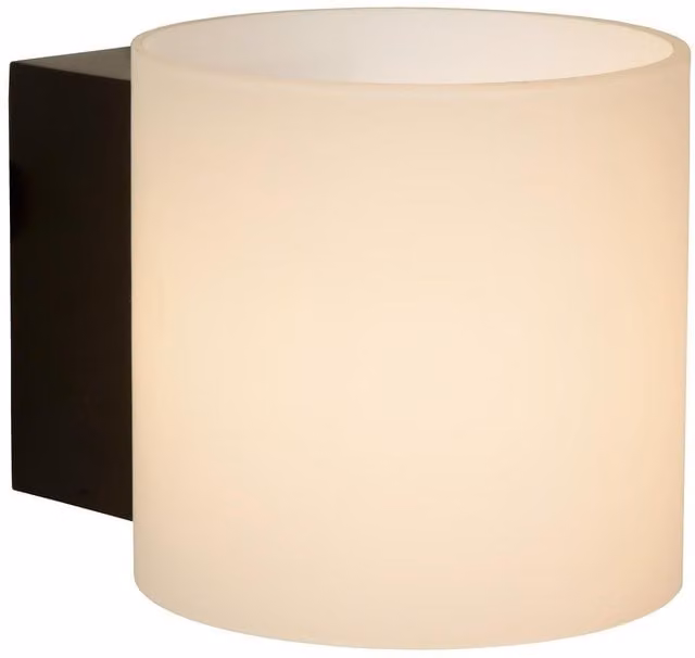Lucide JELTE Dimmable Black Glass and Metal Bathroom Wall Light, H 33.0 cm x W 15.0 cm x D 12.0 cm – 1