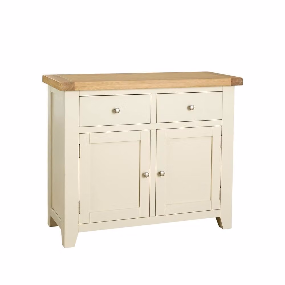 Home Source Melbourne Sideboard with 2 Drawers and 2 Doors, White and Oak Wood Cabinet, W/D/H: 81 x 40 x 97 cm – 2