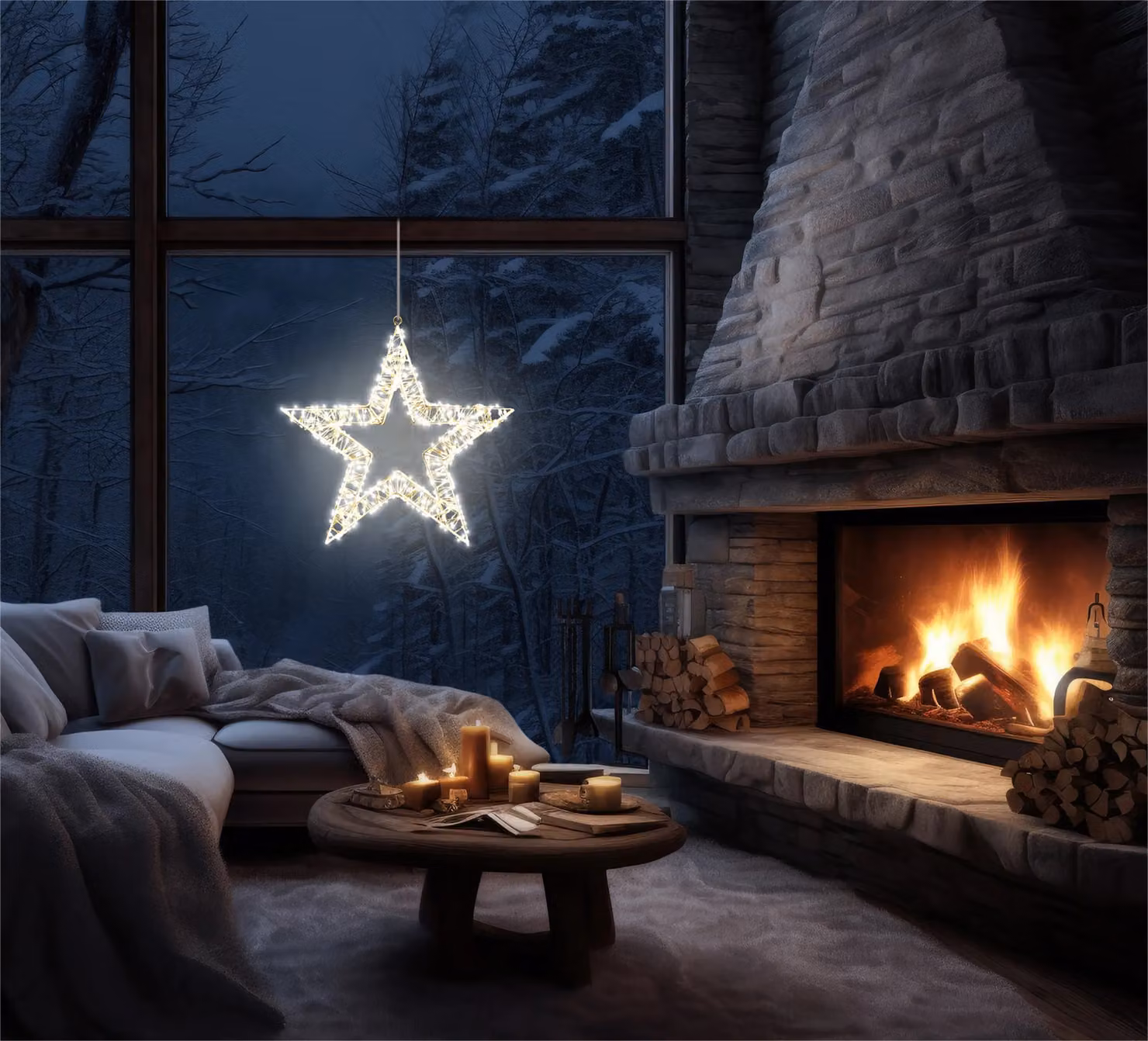 Xmas Haus 2D Warm White LED Star, W 50 cm x D 8 cm – 3