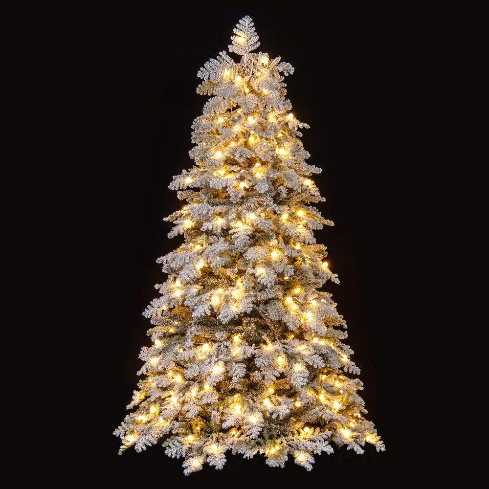 Gymax 6 FT Pre-Lit Artificial Snow Flocked Christmas Tree in White – 2