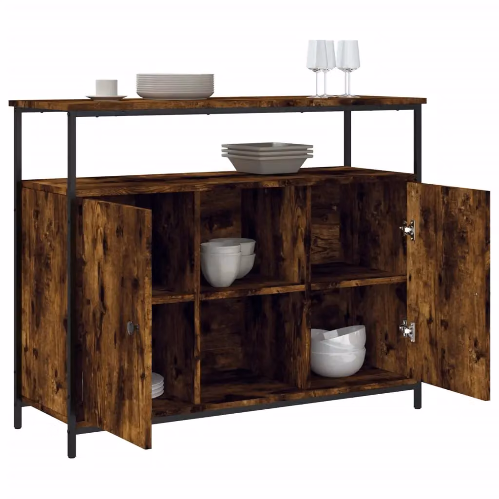 Berkfield Home Sideboard in Smoked Oak Brown, W/D/H: 100 x 35 x 80 cm – 4