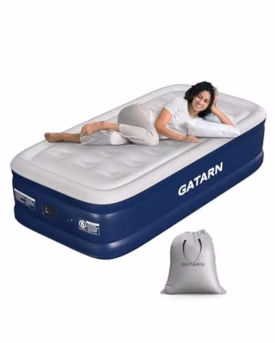 Gatarn Single Inflatable Air Bed with Built-in Electric Pump, Blue, W/D/H: 191 x 99 x 46 cm – 1
