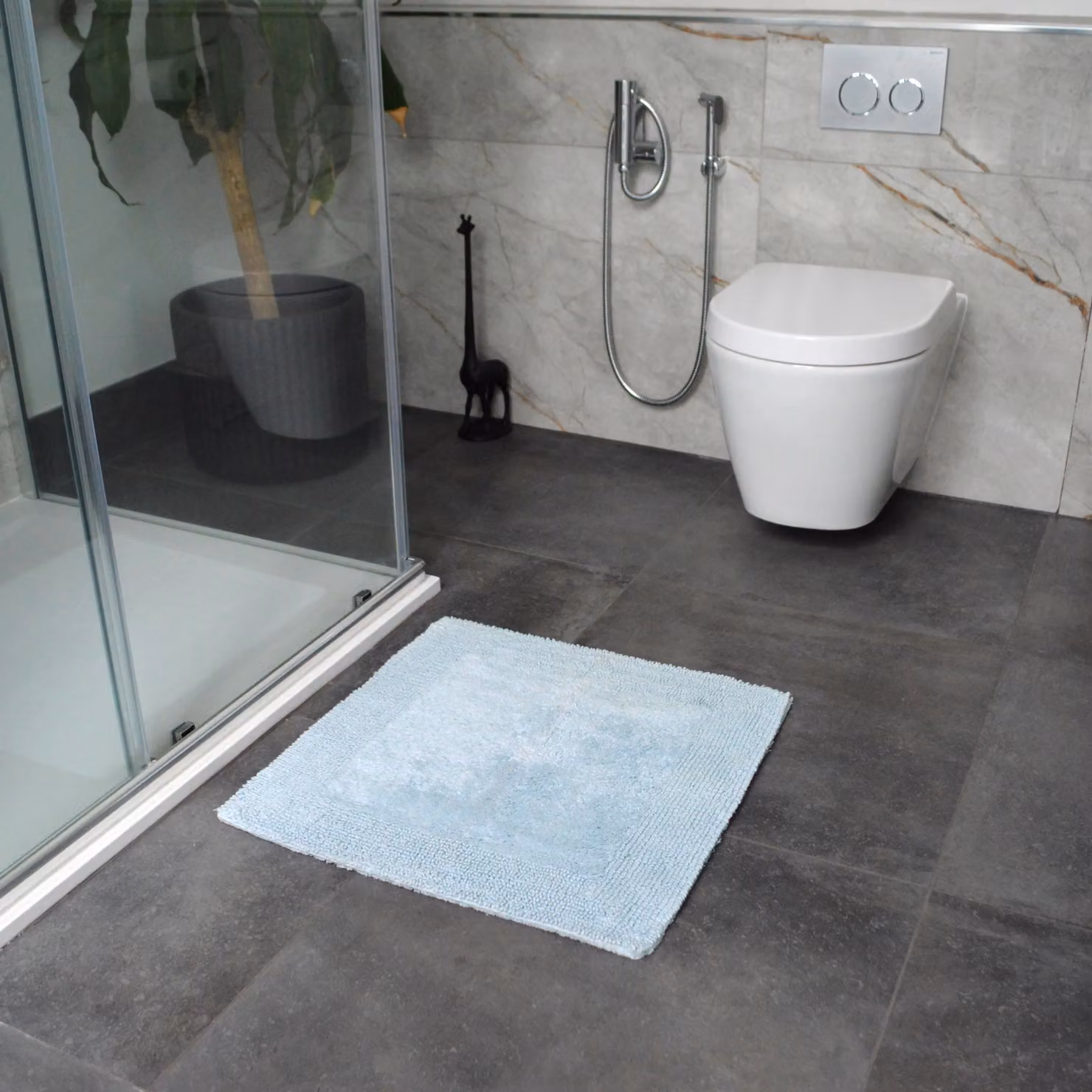 Allure Bath Fashions Elegance Reversible Heavyweight Cotton Shower Mat, Baby Blue, W/D/H: 55 x 55 x 1 cm – 2