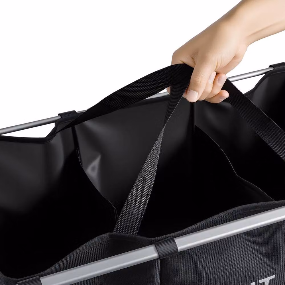 VOGREX Black Collapsible 3 Compartment Large Laundry Basket Bag – 3