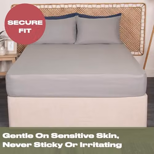 OHS Grey Microfibre Double Fitted Bed Sheet, W/D/H: 140 x 200 x 30 cm – 2