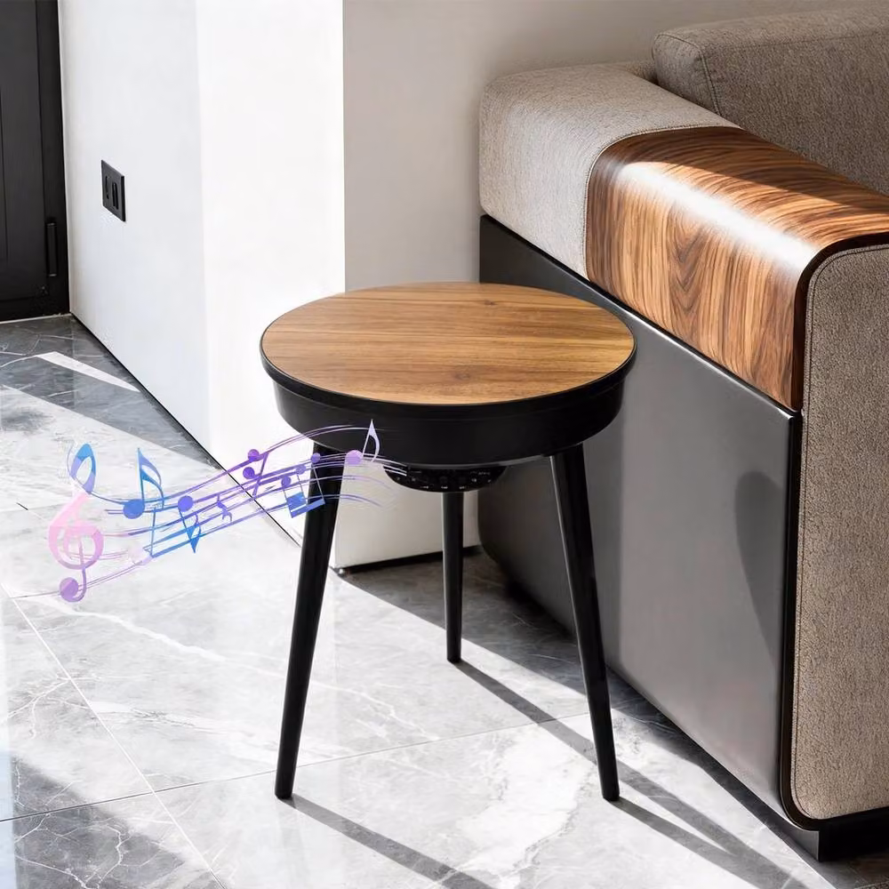 Kelvenix Round Side Table in Walnut and Black – 5