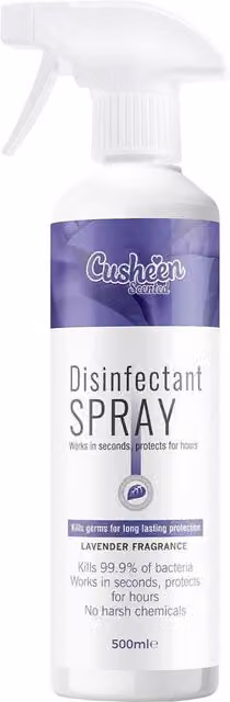 AQUARIUS Cusheen Lavender Antibacterial Disinfectant Surface Spray, 500ml, Purple
