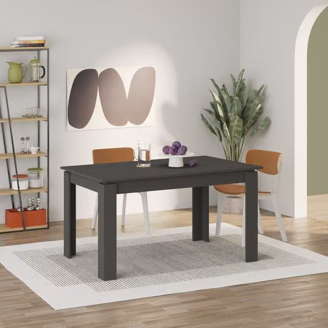 Decortie Tolmen Extendable Rectangular Dining Table, Anthracite Grey, W/D/H: 120 x 50 x 75.5 cm – 1