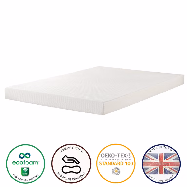 Aspire Single Memory Foam Mattress for Childrens Bunk Beds in White