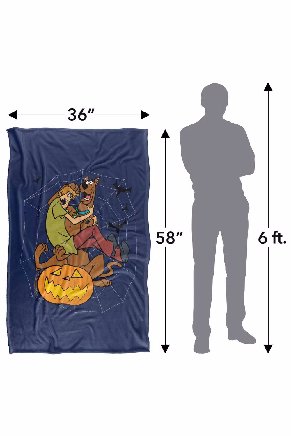 Warner Bros. Scooby & Shaggy Spooky Surprise Extra Large Super Soft Polyester Throw Blanket in Multicolour and Blue – 3