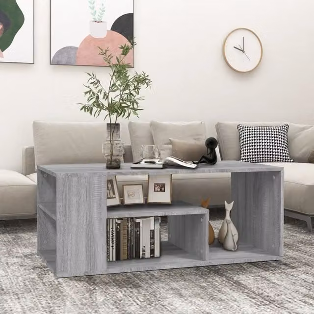 Berkfield Home Grey Sonoma Coffee Table, W/D/H: 100 x 50 x 40 cm