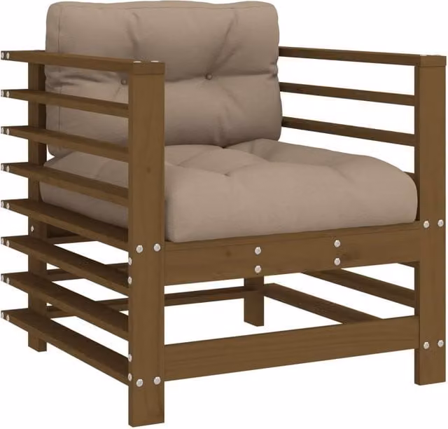 Berkfield Home Beautiful Garden Chairs with Cushions, Set of 2, Honey Brown Solid Pine Wood – 1