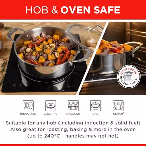 Kuhn Rikon Silver Uncoated Stainless Steel Allround Serving Pan, 3L, 24cm – 3