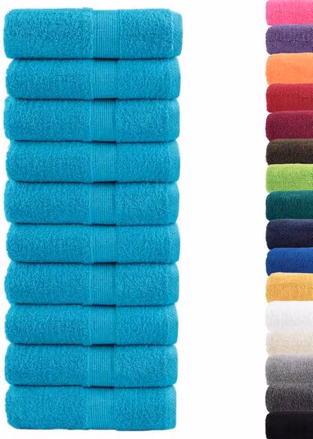 Berkfield Home SOLUND Premium Cotton Terry Guest Towels, Turquoise, 10 Pack, W: 30 cm, H: 50 cm, 600 gsm