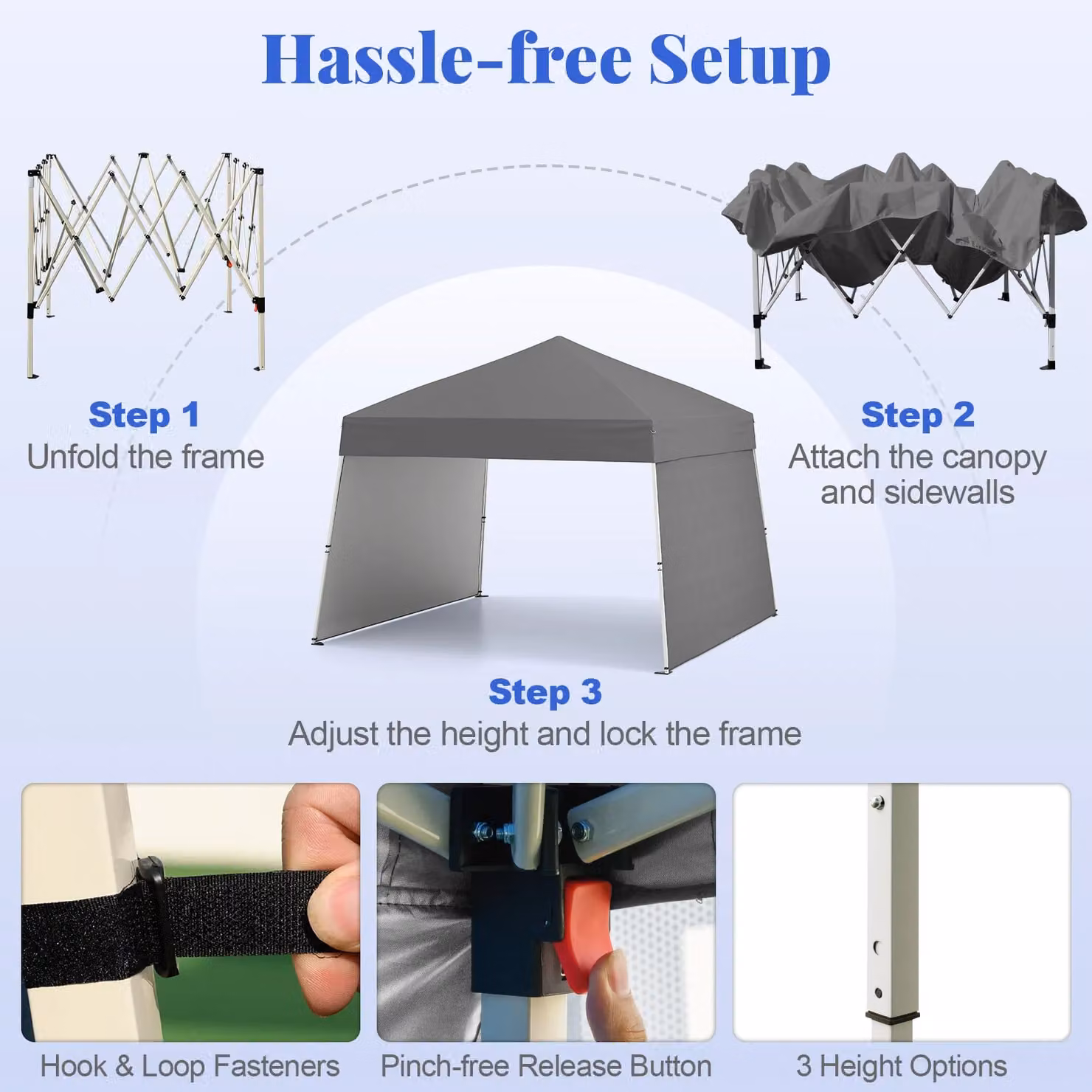Gymax Pop up Canopy Tent with 2 Sidewalls in Grey, W: 426.7 cm x D: 279.9 cm – 5