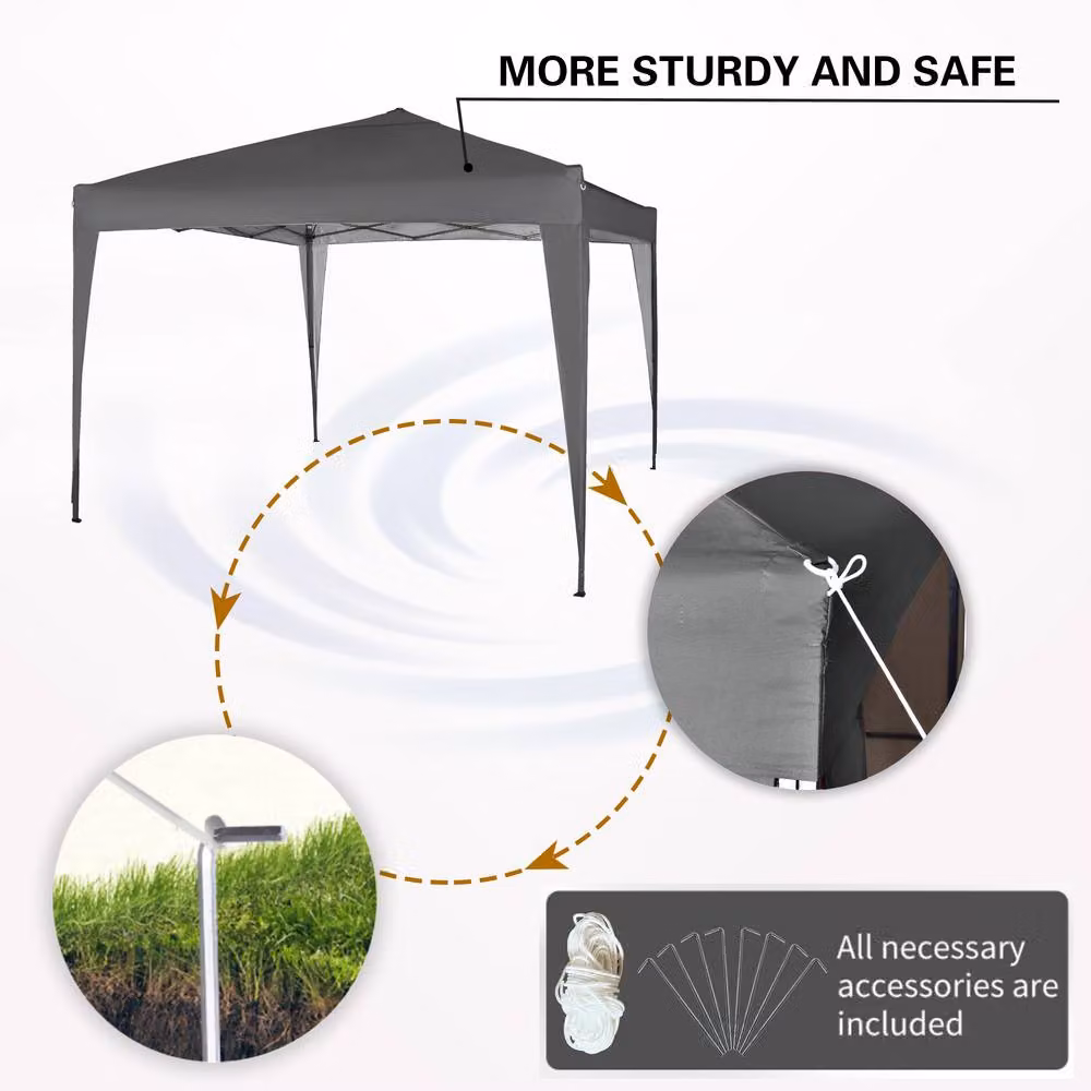 MCC Direct Pop Up Gazebo Party Tent Marquee with Storage Bag, Grey, W: 200 cm, D: 200 cm, H: 255 cm – 2