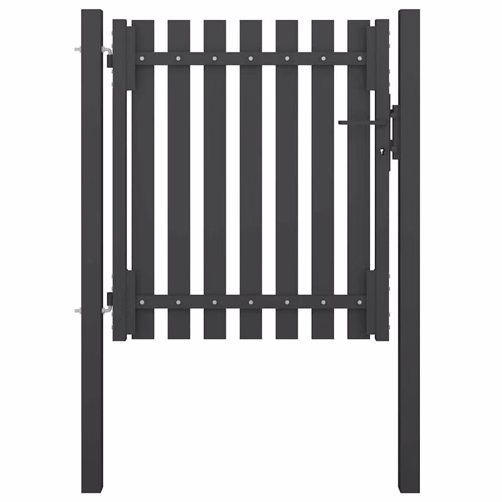 Berkfield Steel Garden Fence Swing Gate in Anthracite Grey, W: 1.25 m, H: 1 m – 2