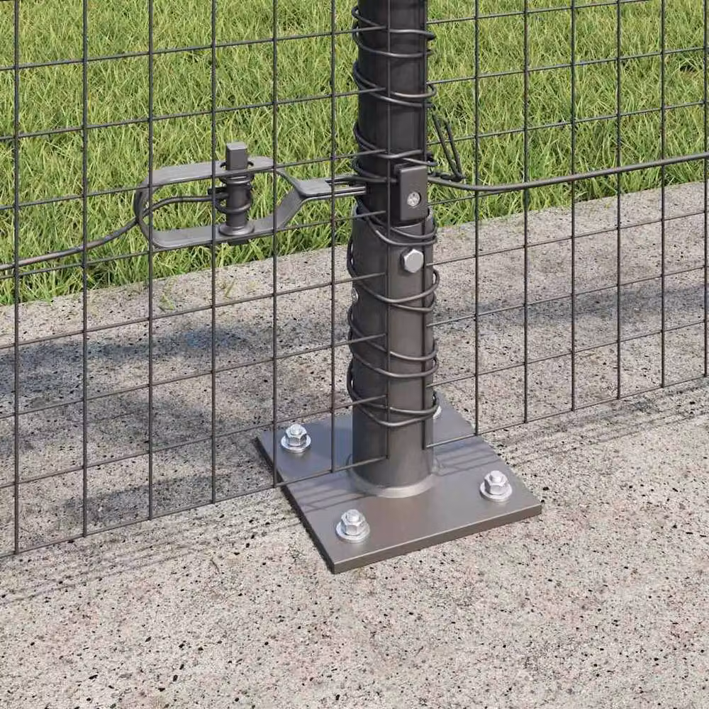 Berkfield Home Modern Welded Wire Fence in Grey Steel with 13 Flanged Posts, 0.8 x 100 m – 3