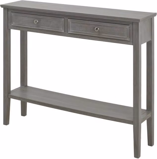 Lemon Pavilion Furniture and Decor The Serene Collection Two Drawer Console Table in Grey, W110 x D26 x H86 cm – 1