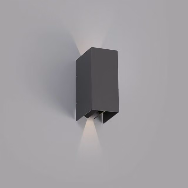 Netlighting Modern Rectangular LED Outdoor Up and Down Wall Light in Dark Grey, IP54 Rated