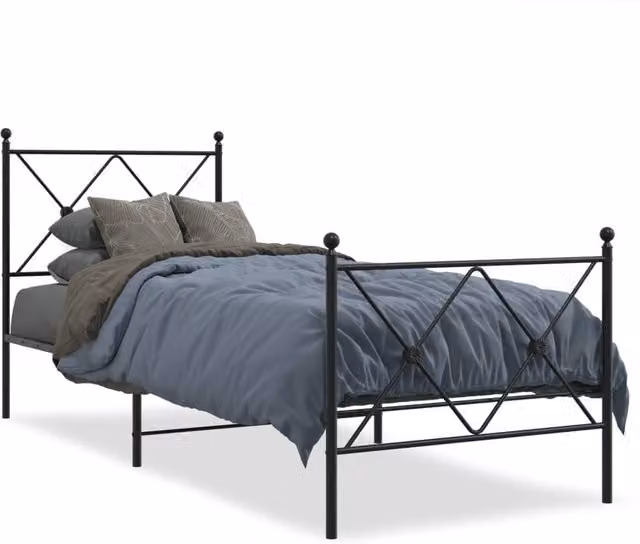 Berkfield Home Metal Bed Frame with Footboard in Black, W/D/H: 80 x 200 cm – 1