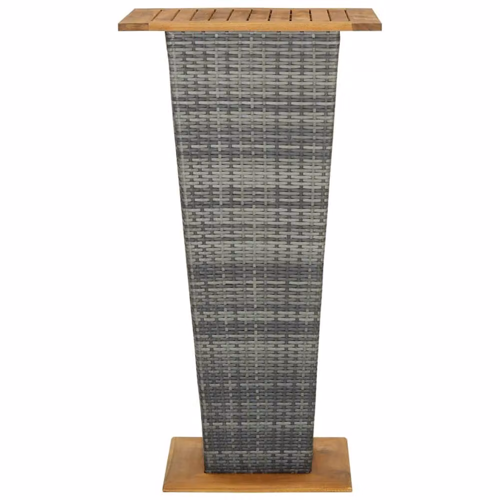 Berkfield Home Grey Poly Rattan and Solid Acacia Wood Bar Table, W/D/H: 60 x 60 x 110 cm – 2
