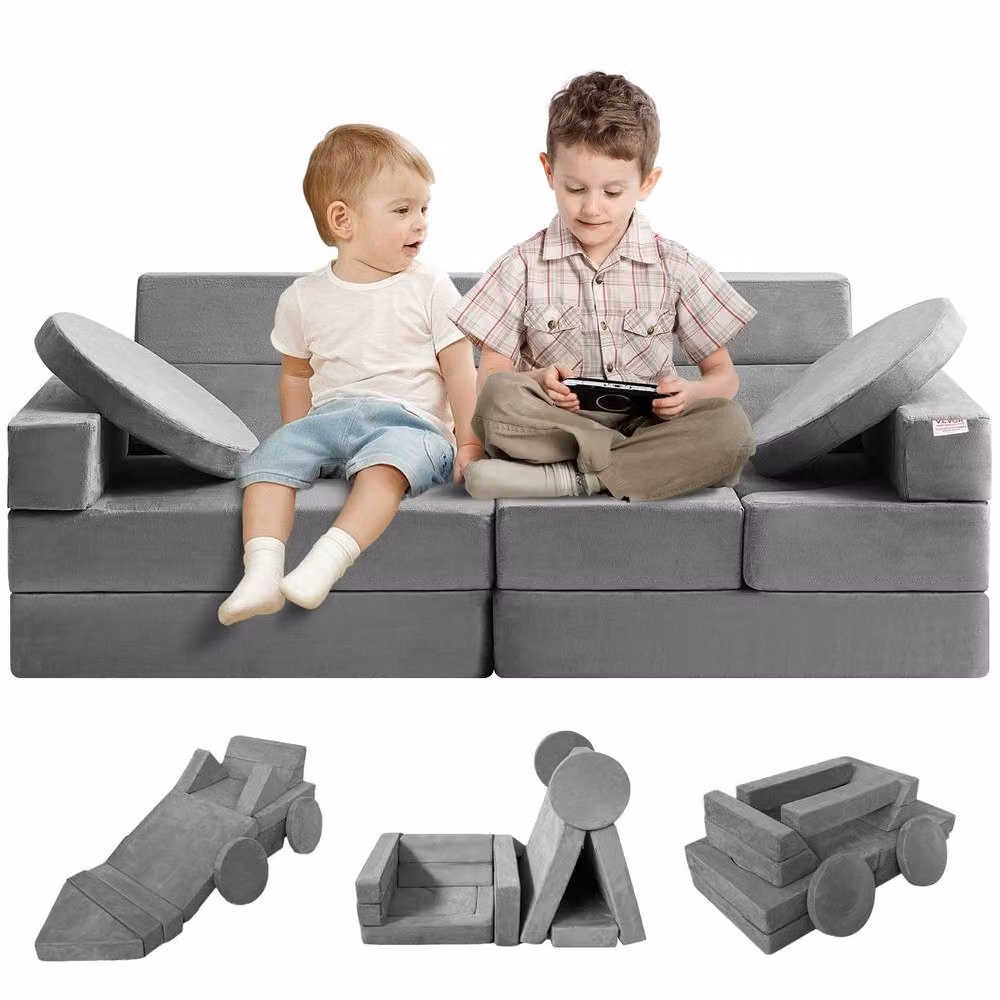 VEVOR Modular Kids Couch in Grey with High-Density Foam – 3