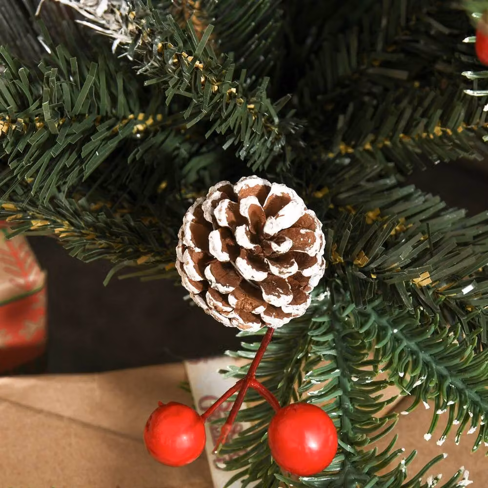 STILVORA Christmas Pencil Tree with Berries and Cones, Green, Red and White, Height: 120 cm – 8