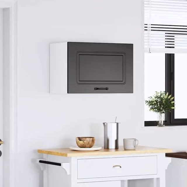 Berkfield Home Kalmar Black Kitchen Wall Cabinet in Matt Engineered Wood W/D/H: 60 x 31 x 40 cm – 1