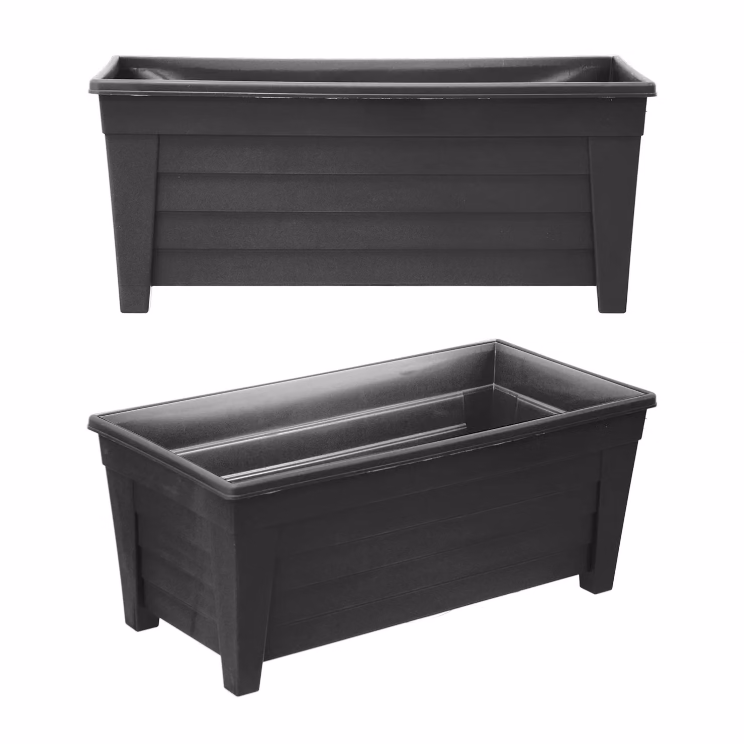 Simpa Grosvenor Plastic Trough Planter, Black, Length: 55 cm – 3
