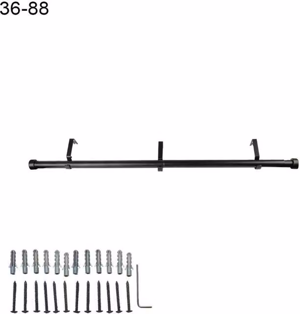NESTLUNE Extendable Metal Curtain Pole, Black