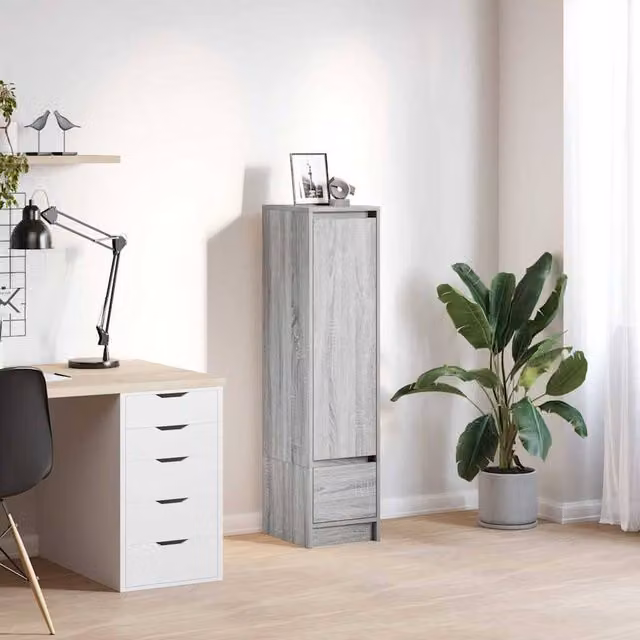 Berkfield Home Grey Sonoma Highboard W/D/H: 29.5 x 34 x 119.5 cm