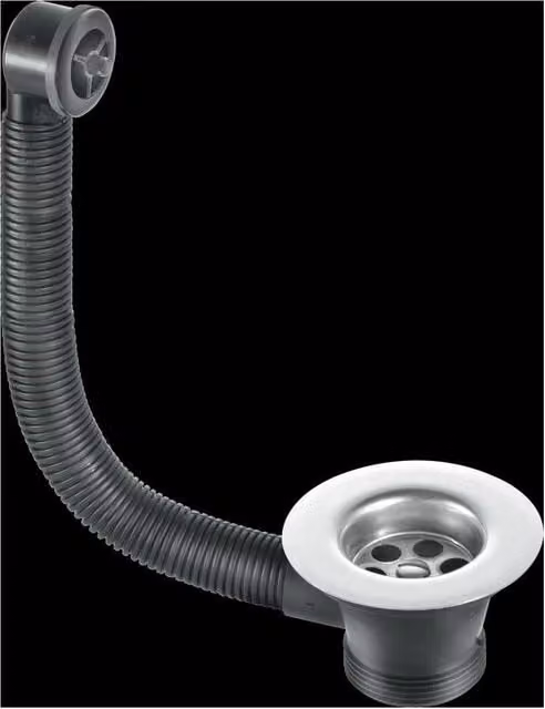 McAlpine 1.5 inch Stainless Steel Kitchen Sink Waste and Overflow with Chain in Silver – 1
