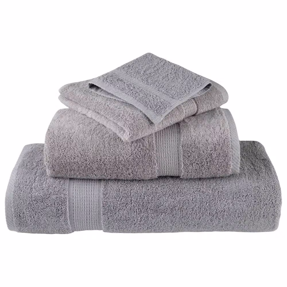 Berkfield Home SOLUND Premium Cotton Terry Soap Towels, Grey, 4 Pack, W/D/H: 30 x 30 x 30 cm, 600gsm – 4