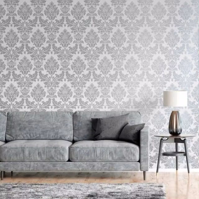 Sophie Laurence Vintage Floral Botanical Wallpaper in Silver, Grey and White