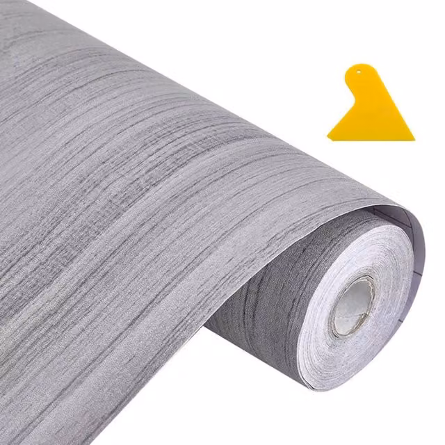 Kelvenix Self-Adhesive Grey Wood Effect Waterproof Vinyl Flooring Roll, W: 60 cm, L: 10 m – 1