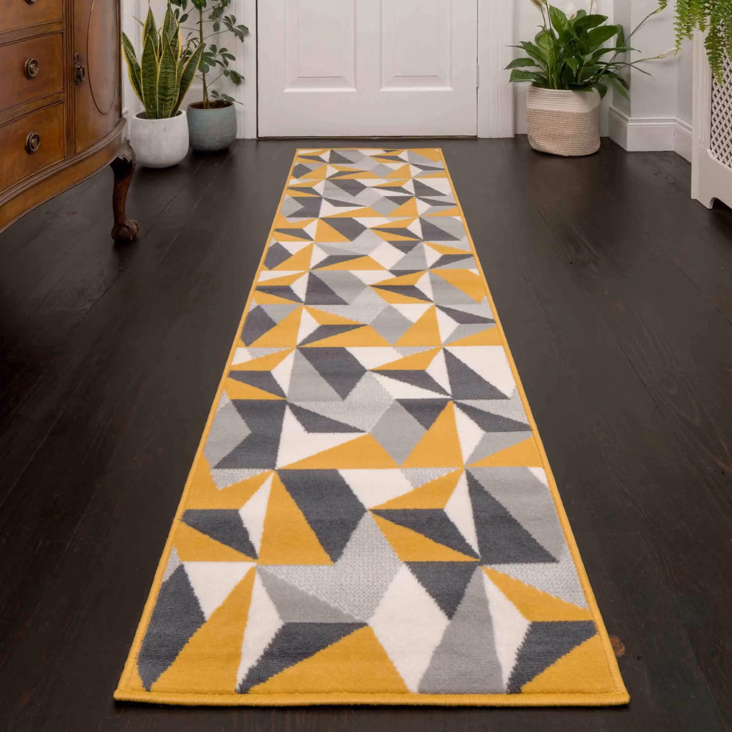 Kukoon Modern Diamond Geo Living Area Rug in Yellow and Grey, W: 120 cm, L: 170 cm – 6