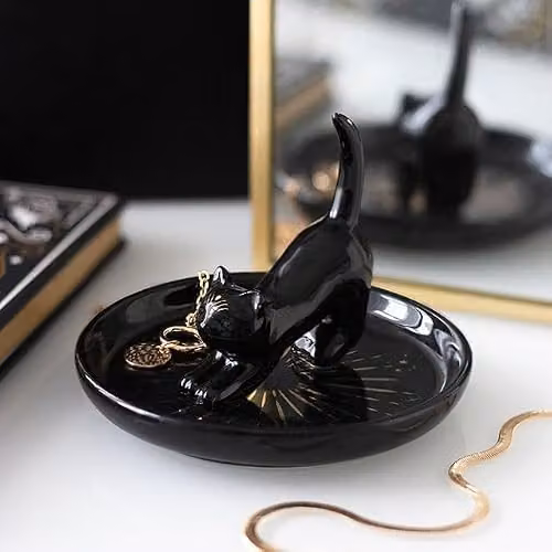 Something Different Wholesale Black Cat Magick Ceramic Trinket Dish, Black Round Decorative Plate for Jewelry and Small Items – 2