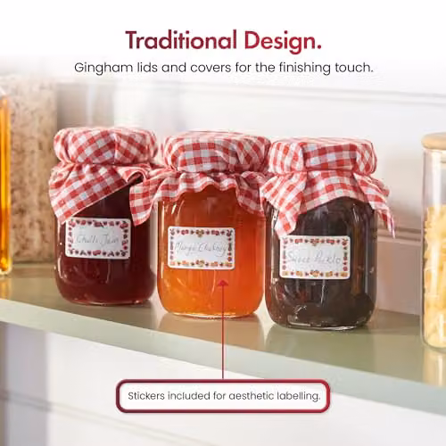 VonShef Jam Making Kit Starter Set in Silver, including 6 Glass Jars with Lids, Induction Hob Safe Maslin Pan, Thermometer and Spoon for Homemade Jams, Chutneys and Preserves – 7