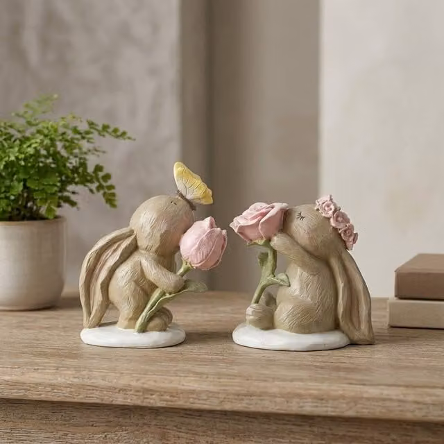 Garden Greatness Multicolour Floral Ceramic Decorative Rabbit Tabletop Ornament