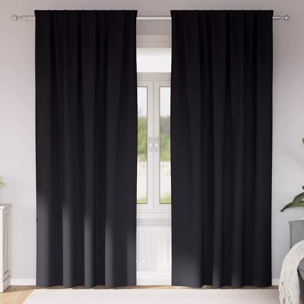 Berkfield Home Modern Black Opaque Polyester Curtain Panels, 2 Pack, W/H: 140 x 260 cm – 1