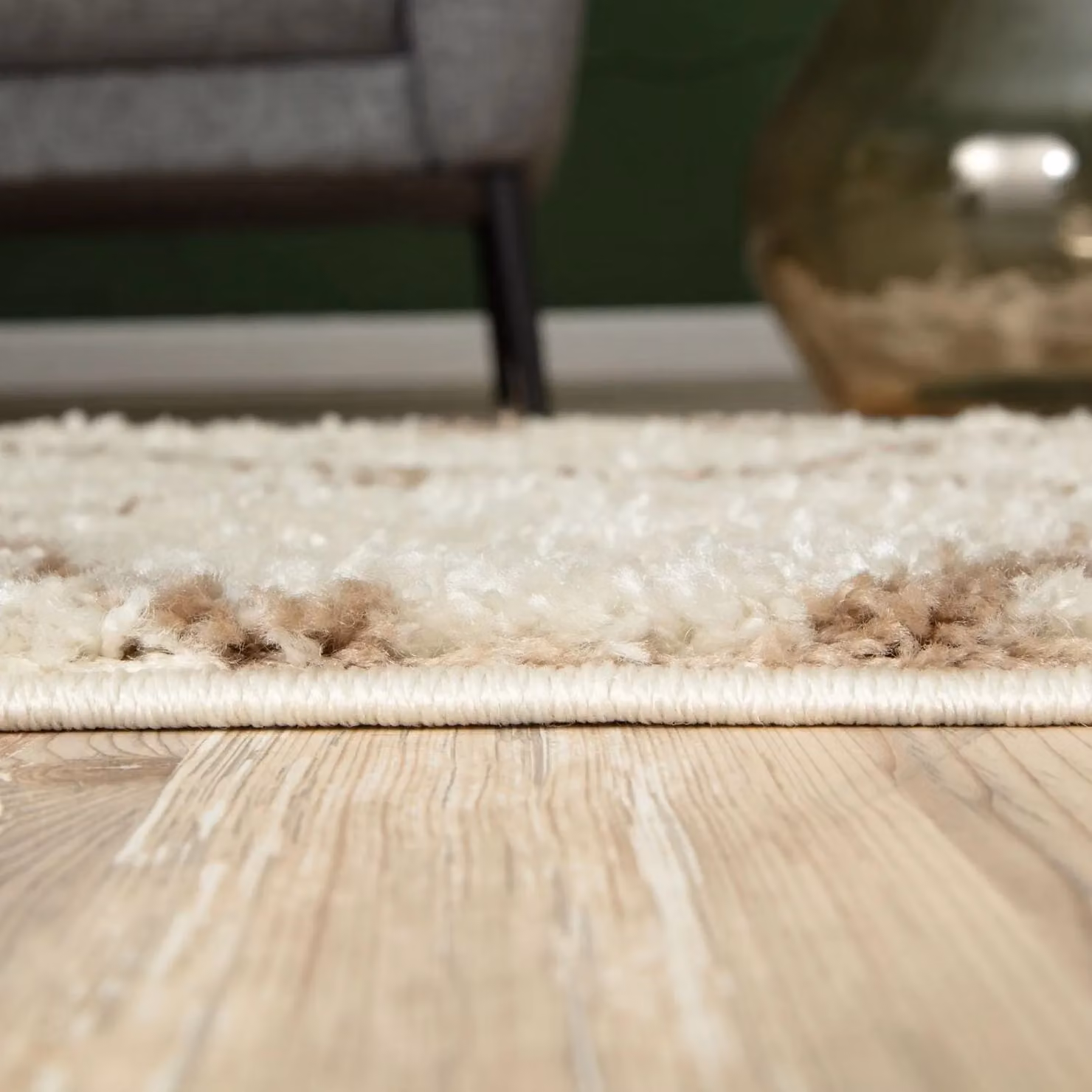 THE RUGS Moroccan Soft High Pile Shaggy Diamond Rug in Ivory, W: 120 cm, L: 170 cm – 2