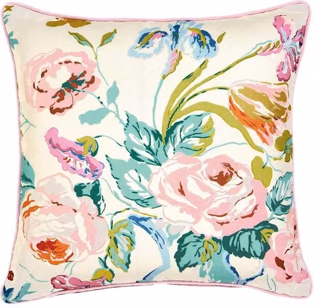 LAND & SHORE Bloom Floral Multicolour Square Outdoor Cotton Cushion