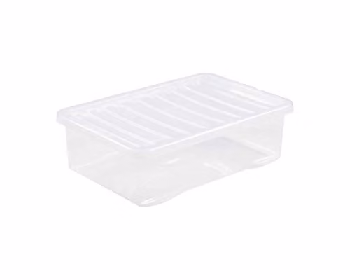Wham Set of 3 Transparent Plastic Stackable Underbed Storage Boxes with Lids, 32L each, W: 60 cm, D: 40 cm, H: 18 cm – 1