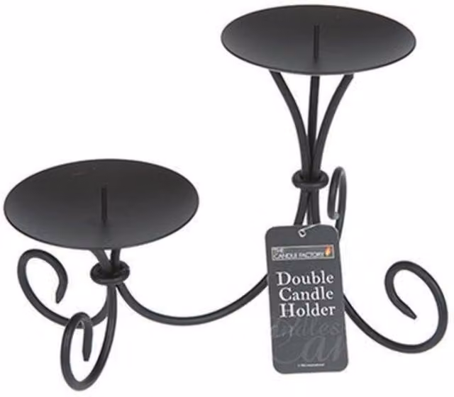 KDMD Metal Scroll Double Tealight Candle Holder Set of 3 in Black