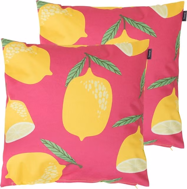 Icon Lemon Fruit Outdoor Cushion in Yellow, Pack of 2