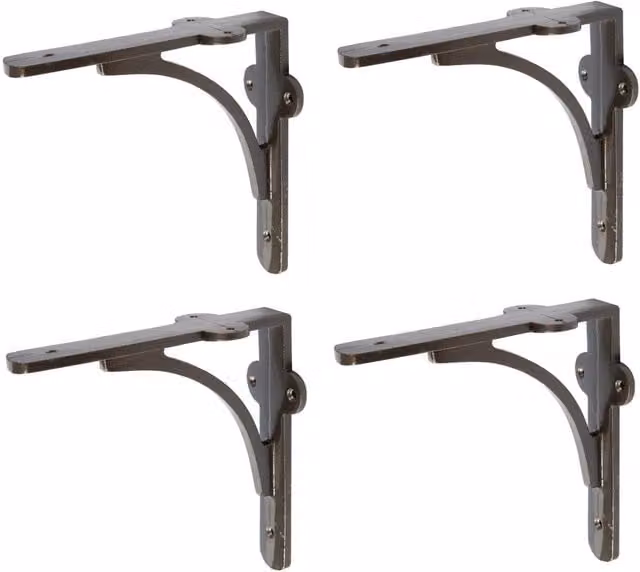Hammer and Tongs Curved Iron Shelf Bracket, Grey, Pack of 4, Diameter: 15 cm