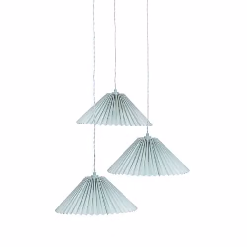 ValueLights Akira Blue 3 Way Triple Drop Pleated Ceiling Pendant Light with LED Bulbs – 1