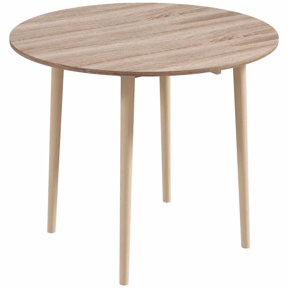 Wyld Haus Levadifi Natural Round Folding Dining Table with Drop Leaf for 4 Adults – 2