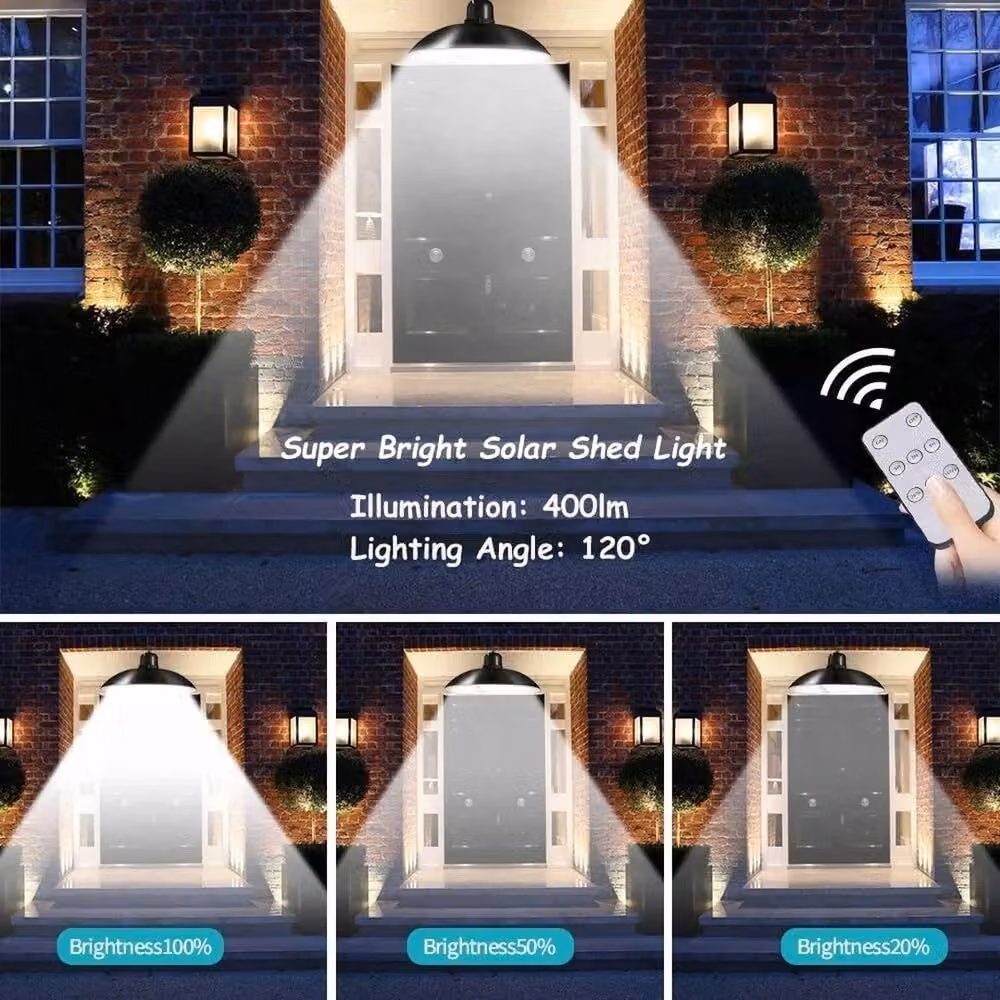 FLAVORA 2-Head LED Solar Powered Suspended Pendant Hanging Light in Black – 6